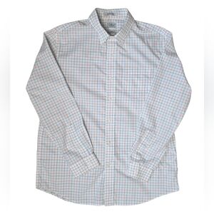 L.L.Bean Large Wrinkle Free Tattersall Button Down Long Sleeve Shirt